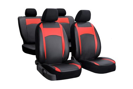 Калъфи за седалки за Kia Carens (II) 2006-2012 Design Leather червен 2+3